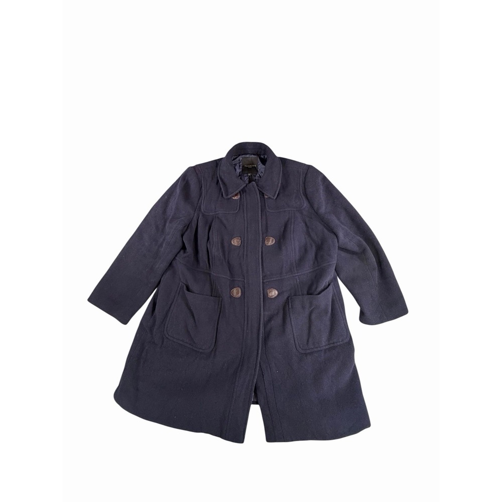 Woman Within Coat Womens 20W Navy Wool Blend Button Front Plus Size Jacket READ
